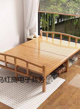 竹床折叠床单竹人双人家用休床53251午成人出租房屋简易硬板木床