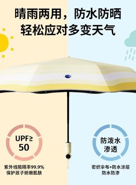 2025新款渐变自动34190伞圆叠角儿童全自雨动折晴雨两用胶小学用