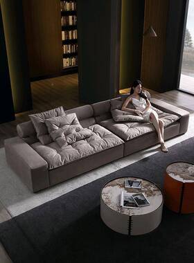 b5358a腐xer奶t油风迈阿密直排沙发意利现代大户型客厅极简豆块大