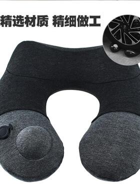 按压式自动充U型枕户气外旅行护颈枕直携飞机脖枕80614便空气枕厂