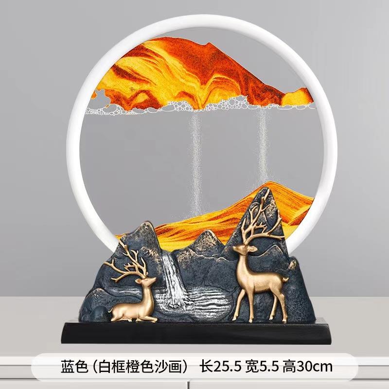 现代桌面创意D沙漏流沙画摆件玄关书房客厅办公室店铺茶室装饰品图片