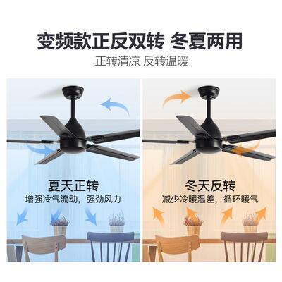 餐厅客厅家风扇商ERY用无灯吊顶扇大音风力电静工业风黑色用复古