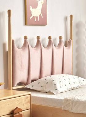 艺北美樱桃木实童木儿床黑胡桃院木丝绒布软包床78700青少年学床