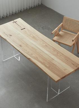 白蜡木茶桌桌木茶台自然边原寂木长60094条椅组合诧风客厅实家用