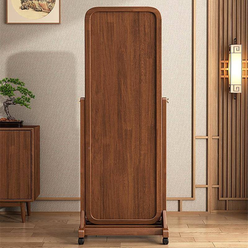 5VF77J87MS实木新中式全身地镜动滑轮家用落镜桃复古胡木超白玻移