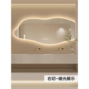 饰镜双台盆卫生间浴室镜子壁挂式 QPX海豚镜不规则智能装 梳妆化妆