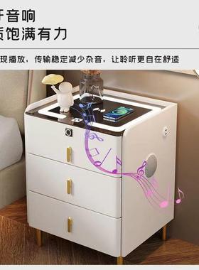 现代简约实木家用头柜床多42353功能无线储充轻室奢网红智能物卧
