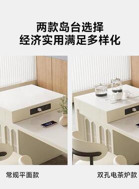 奶油一风大全实木岛31631台餐桌体可伸缩吧台桌小户型多功能板中