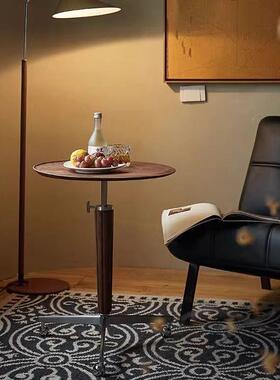 美床式实木角几茶沙发边动桌小户型边桌62324胡桃木家用客厅升移