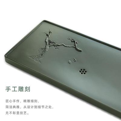 KYZ天手然天罗绿茶茶盘台工雕刻石头茶高端茶室简约家用办公托盘
