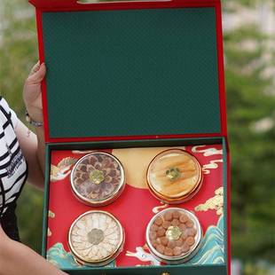 荷韵包装盒洋参石斛茸片红参高丽鹿参西盒片三拼四宝海味礼95688