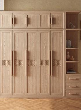 现极代简白蜡木木衣柜中实式卧挂衣柜对开门三76898门四门储物室