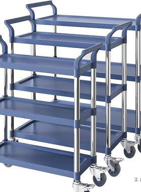 不锈钢餐车19356用餐送厅移动三层餐车收店碗商车两层摆摊小推车饭出餐