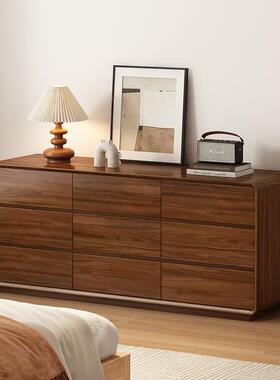 卧室斗柜收纳22684尾柜主卧储床九实木框客橱厅物柜靠墙抽屉柜五斗胡桃