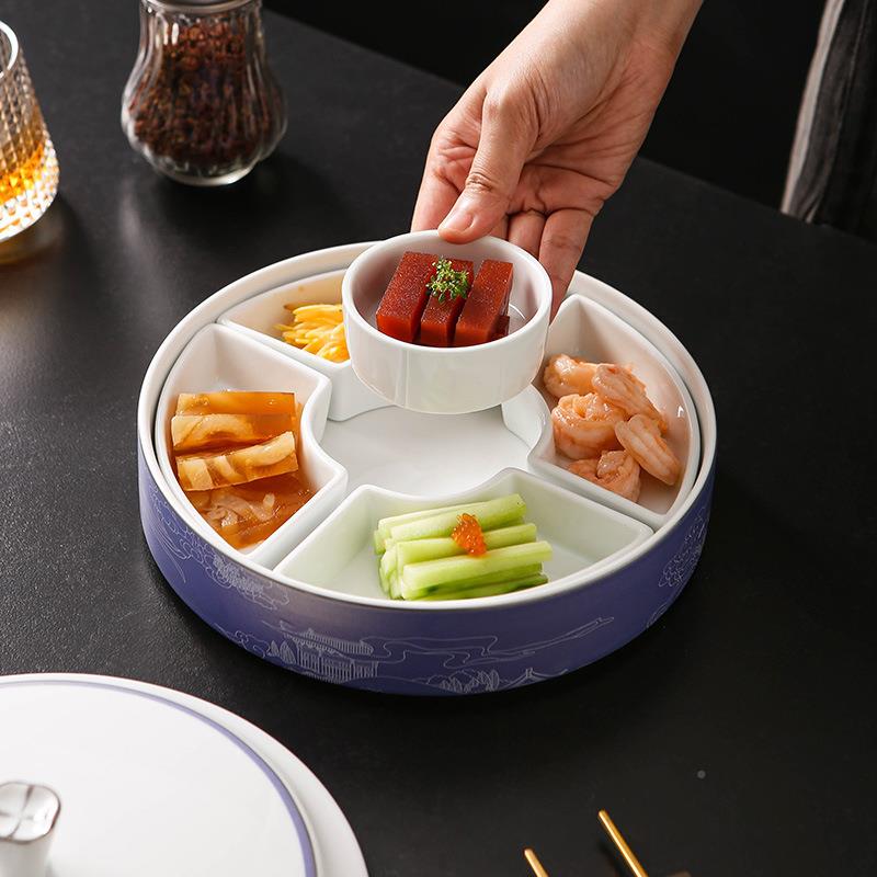 宫阙紫境《｜五果盘｜》中NGH式分隔果盘小食盒意凉菜盘五格拼盘