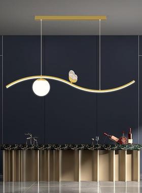 餐厅吊灯现代简PVU创意魔办豆蝴蝶长条约饭厅茶室书房台公室吧前