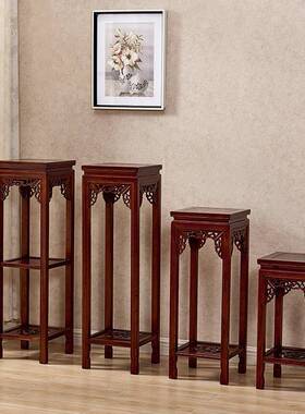 ?实木花架厅吊兰榆木室仿客古绿萝盆景家内用73049简约架子阳台中