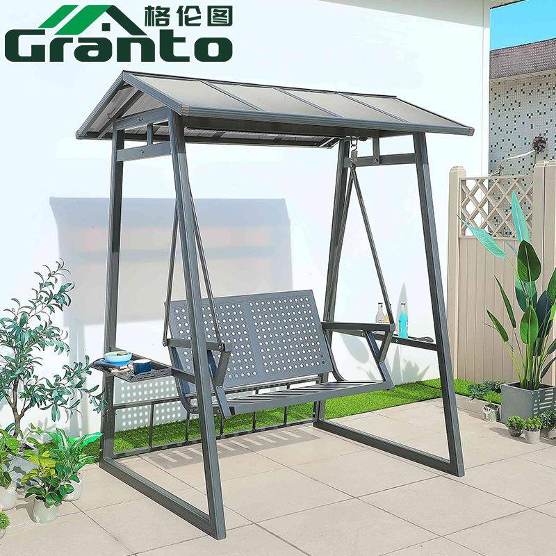 仿木户外秋秋千室外庭院吊椅千.床带顶荡椅摇摇椅实木吊别墅花园