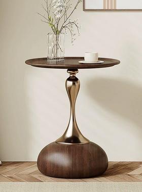 式法式复床古轻奢几胡桃色茶几头柜边AL100720法角几家用卧室客厅