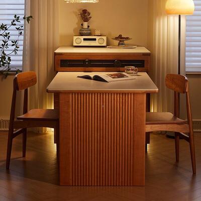 日式约实桃木樱木简岛台餐桌一体家用小户66410型全可伸缩吧台岩