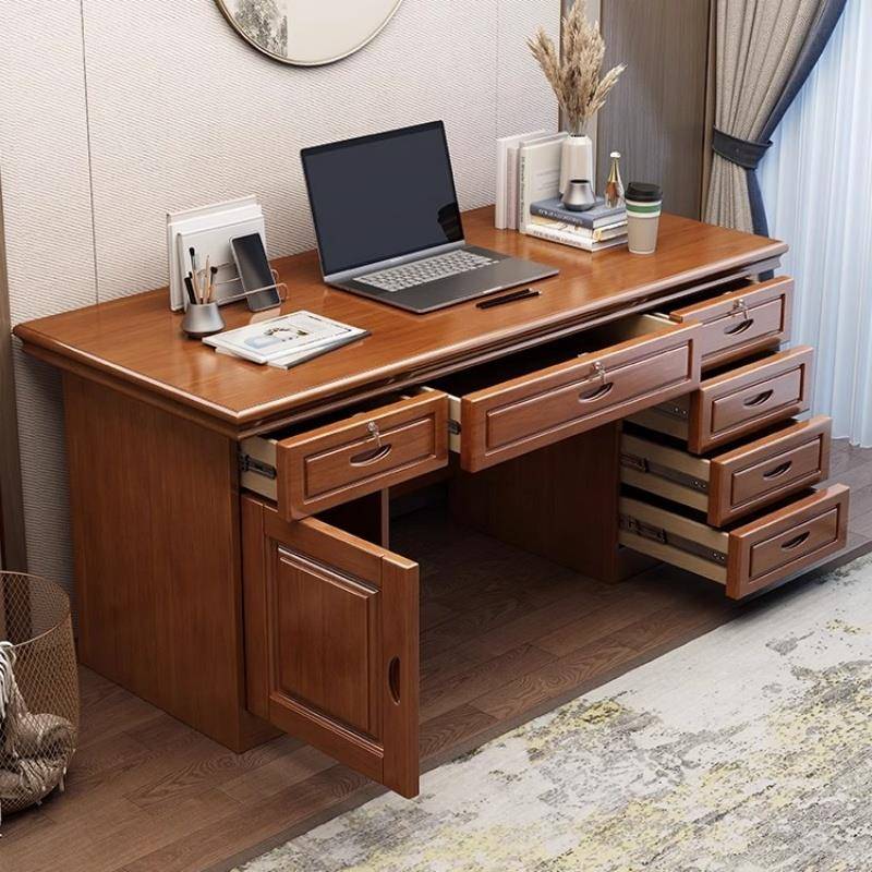 新全实木办桌公书桌椅中老板桌电脑笔记本F78M6J6J写字台款家用书
