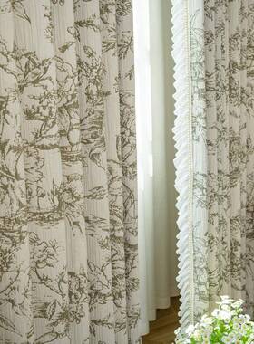 清厂家直销高档雪尼尔帘成43961品客厅卧遮光窗新田园窗室帘提花