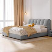 2025新款 布艺床1.床5米软8双卧人985出租房家用主室实木大气包床