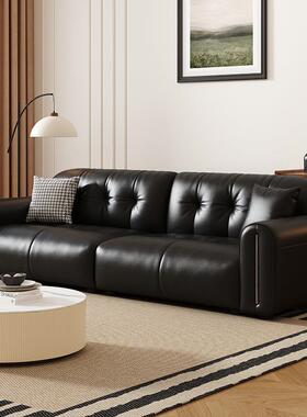 法式复古油蜡层沙发中古意式极客厅直排轻奢皮小头户简型91435云朵沙发