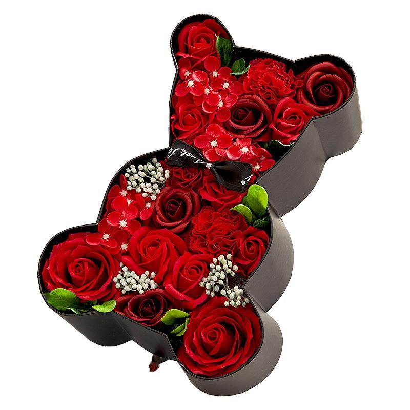 情人节礼物礼品玫瑰香皂花小熊礼盒女友生日节日圣诞节创意礼物