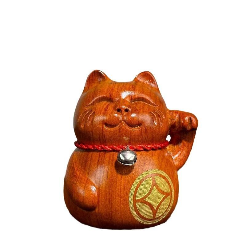 黑檀木雕招财对猫摆件实木质可爱猫咪开业店铺收银台家居发财小猫图片