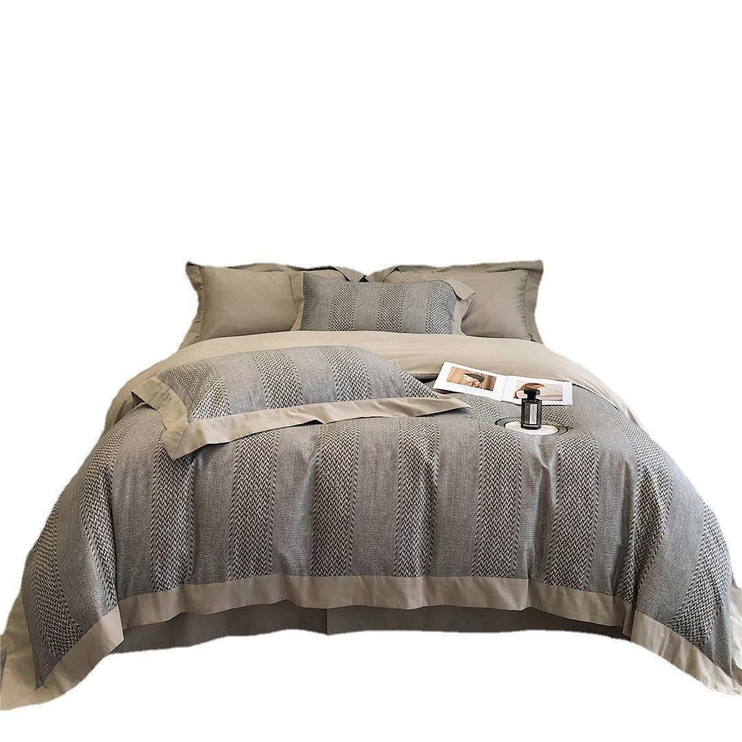 高端202000轻奢风四纯棉裸美式数码磨毛件套秋冬全棉睡保暖品被套