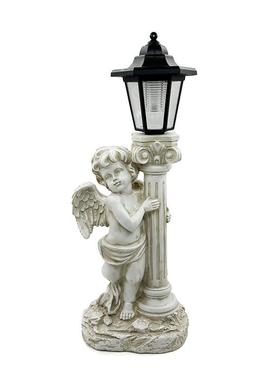 花园罗马柱天使摆件太阳能夜灯庭院摆件欧式树脂天使摆件