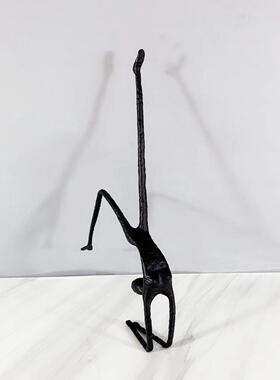 创意抽象黑色跳舞女人物雕塑铸铁摆件摆设别墅客厅家居装饰品