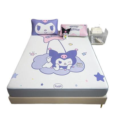 卡印冰丝席三件套夏季可通爱凉席儿童席空调席可水机skjfdbcl洗单