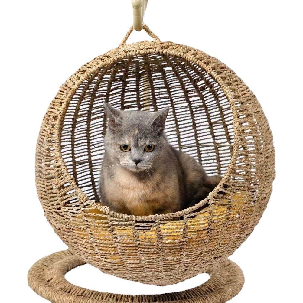 剑麻绳编猫窝半封闭圆形吊床夏季狗窝吊篮天然海草绳手工编织舒适,特色手工艺,其他,淘宝优惠券,粉丝福利购,淘宝优惠卷