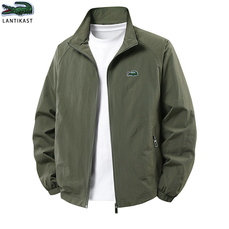 鳄鱼专柜2025工装夹克弹力户外冲锋衣立领外套锦纶风衣高品质夹克