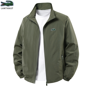 鳄鱼专柜2025工装夹克弹力户外冲锋衣立领外套锦纶风衣高品质夹克