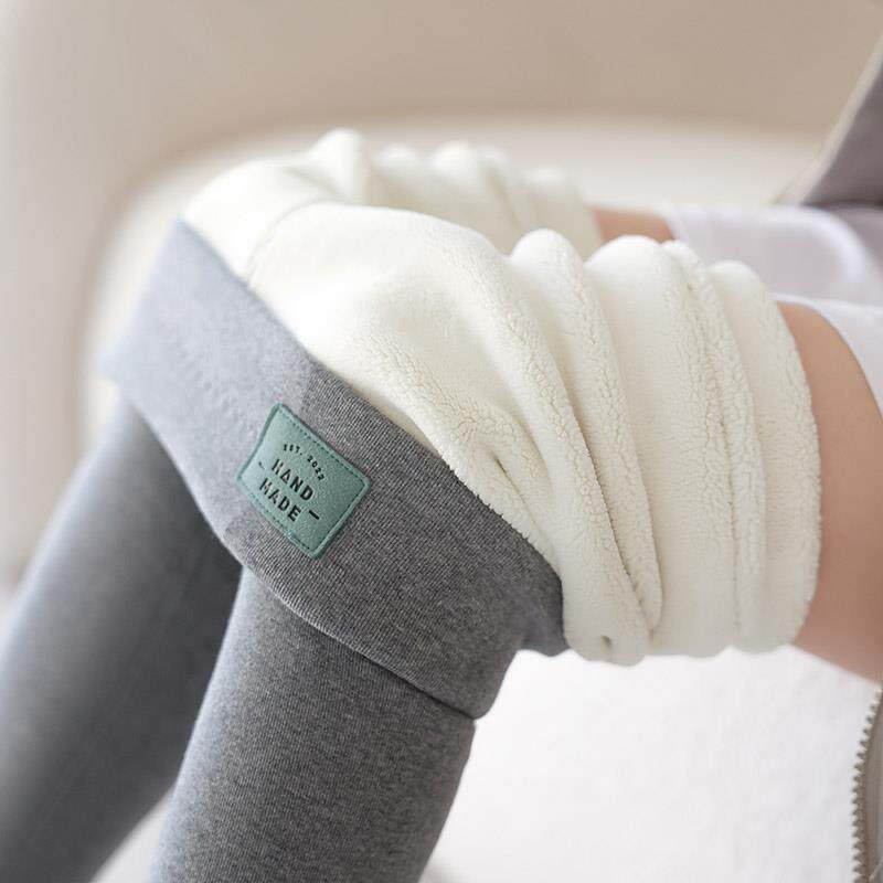 日本羊羔绒纯棉打底裤女外穿秋冬季加绒加厚高腰小个子保暖毛棉裤