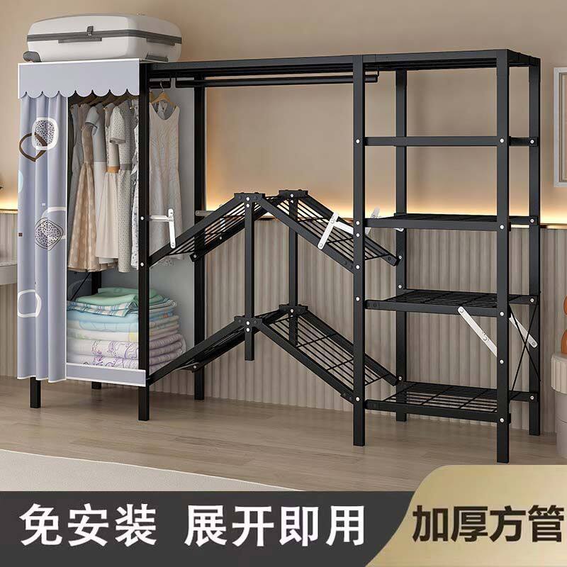 免安装衣柜家用卧室出租房用可折叠简易全封闭小户型一体防尘柜子