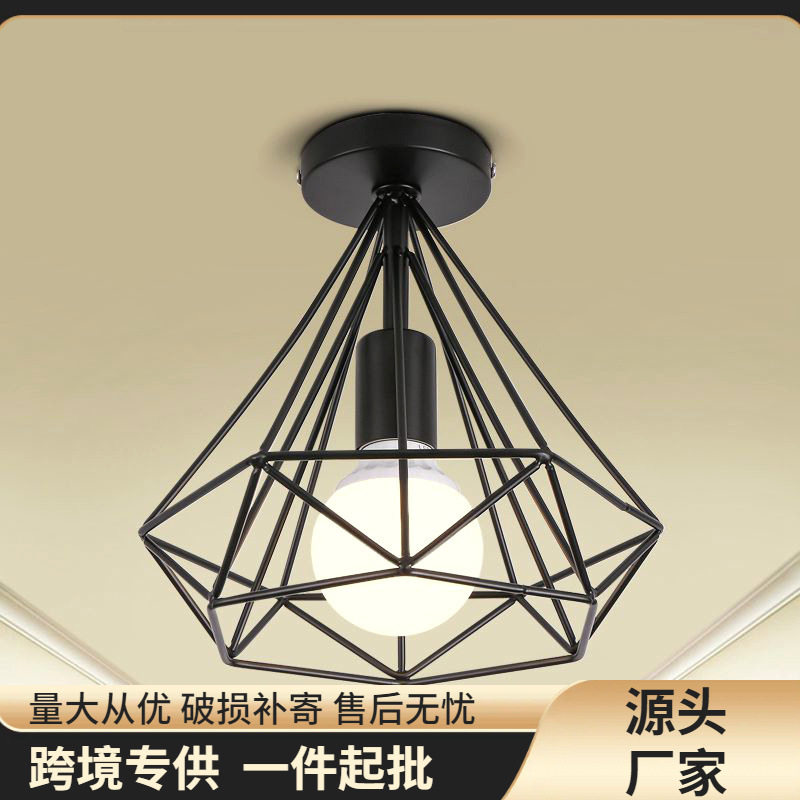 美式铁艺吸顶灯北欧玄关入户衣帽间创意个性书房阳台过道走廊灯具