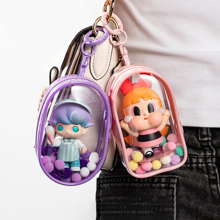 透明遛娃包盲盒娃娃8cm泡泡玛特外出展示9公仔痛包PVC防尘7收纳袋
