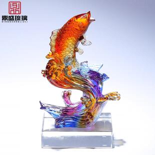 高档琉璃锦鲤鱼摆件升职加薪结婚礼物送新人开 业乔迁客厅酒柜装