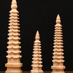 精选桃木文昌塔摆件实木雕刻工艺品学生书桌摆放整木塔实心书房塔