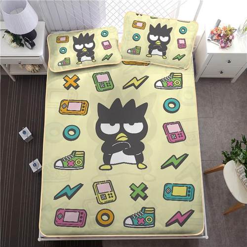 酷企鹅卡通冰丝席三件套女寝室夏季凉感席面学生宿舍单人席子凉席