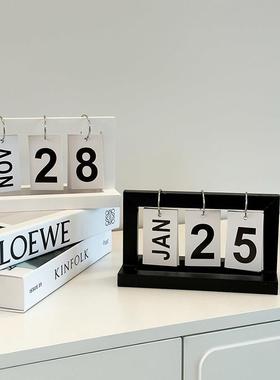 2025年万年历木质翻页挂牌日历玄关桌面复古办公台历装饰小摆件