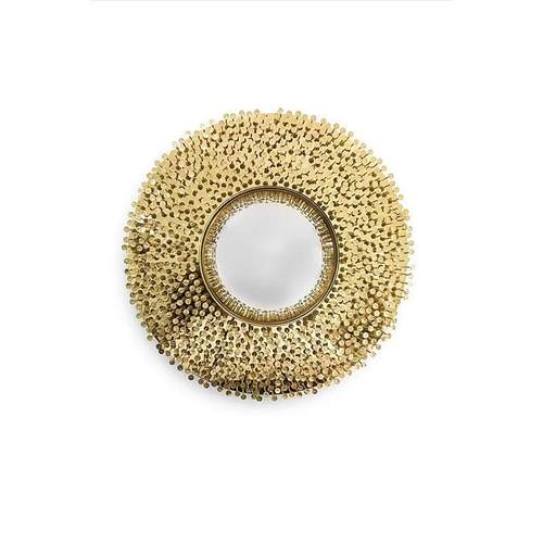 葡萄牙轻奢纯铜装饰镜创意设计师客厅墙面挂镜入户高级圆形玄关镜