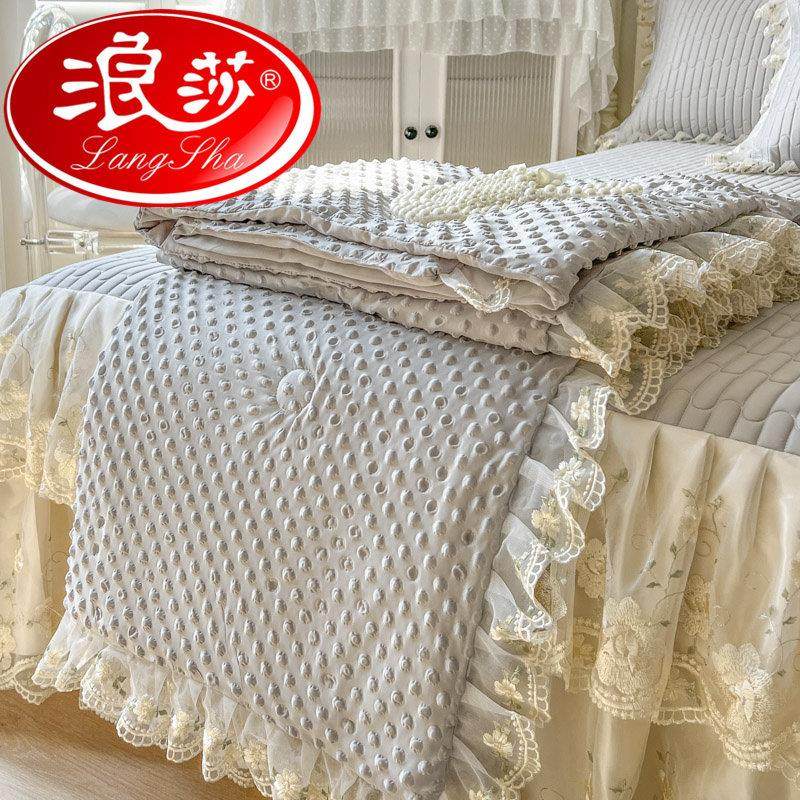 浪莎2025新款乳胶凉席四件套床笠床裙款可机洗冰丝席豆豆被软席子