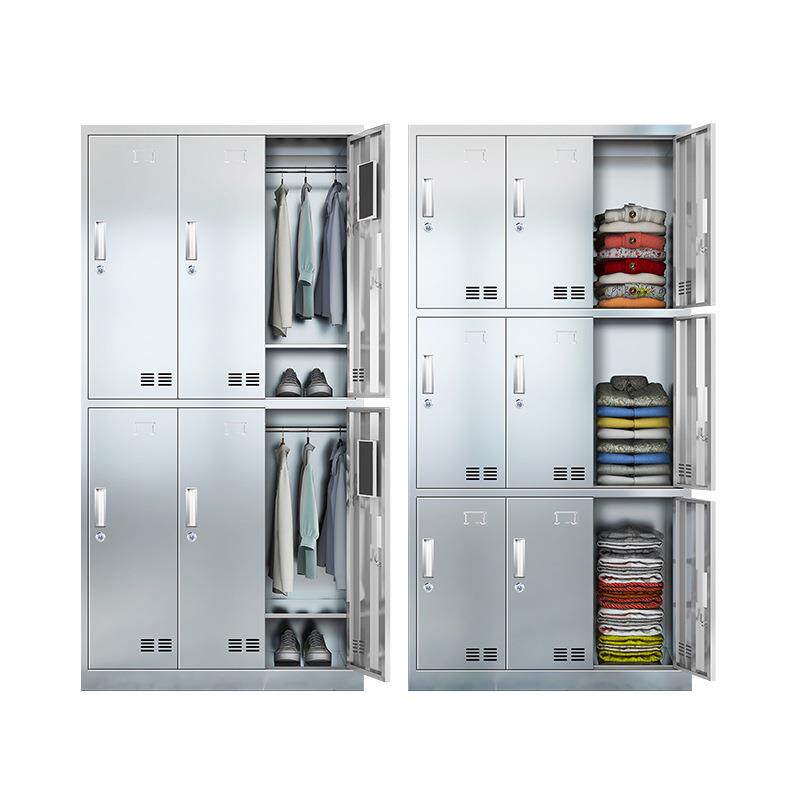 304不锈钢更衣柜员工储物柜车间工厂学校食堂多格鞋柜多门餐具柜