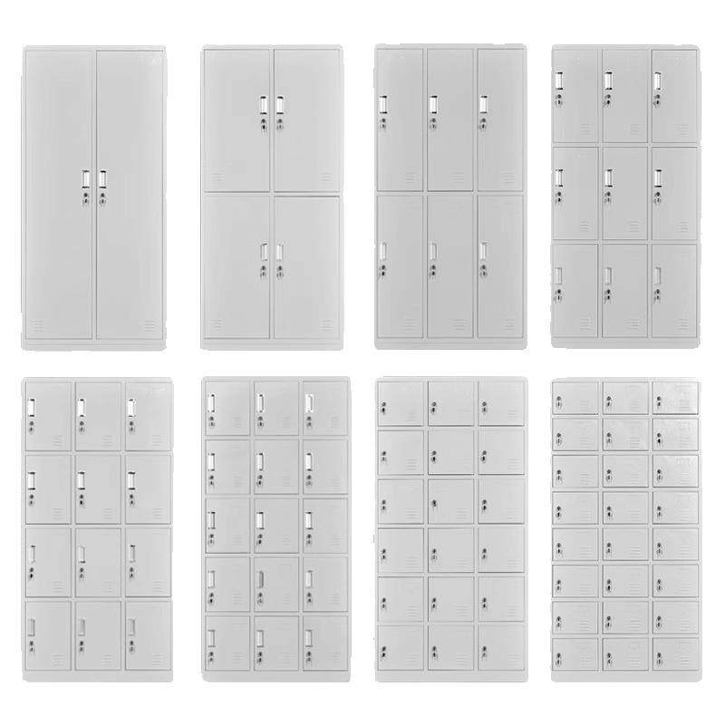 钢制员工更衣柜工厂车间食堂浴室带锁铁皮储物柜多门鞋柜碗柜厂家