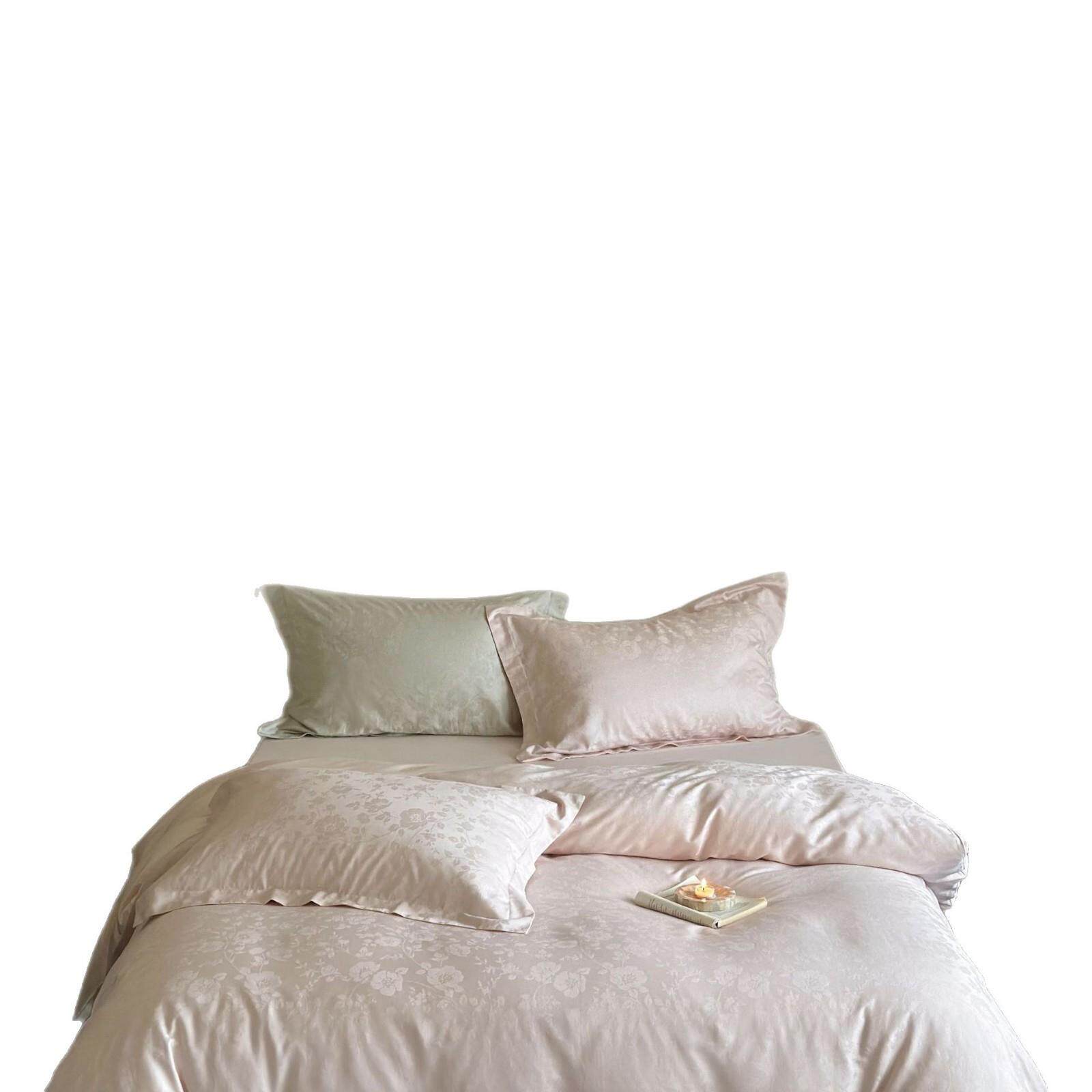 花岛与海-100S长绒棉纯棉提花四件套床单全棉被套床上用品轻奢风